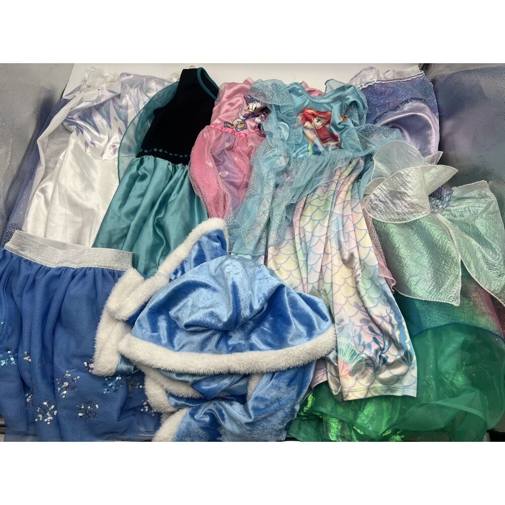 Lot 7 Girls Dress Up Costume Disney Princess 6 Frozen Mermaid Ariel Minnie Anna